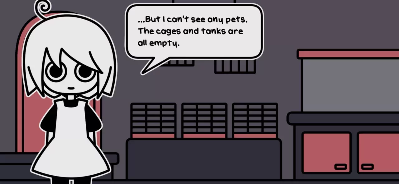 a pet shop after dark