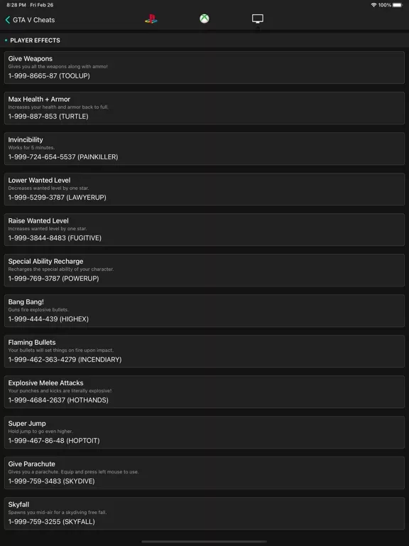 All Cheats for GTA V (5)